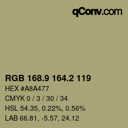 Color code: RGB 168.9 164.2 119 | qconv.com