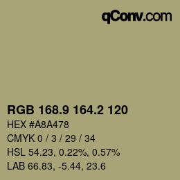 Color code: RGB 168.9 164.2 120 | qconv.com