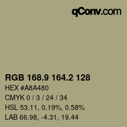 Color code: RGB 168.9 164.2 128 | qconv.com