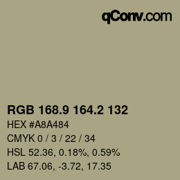 Color code: RGB 168.9 164.2 132 | qconv.com