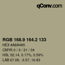 カラーコード: RGB 168.9 164.2 133 | qconv.com
