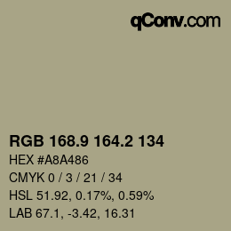 Color code: RGB 168.9 164.2 134 | qconv.com