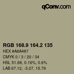 Color code: RGB 168.9 164.2 135 | qconv.com
