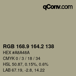 Color code: RGB 168.9 164.2 138 | qconv.com