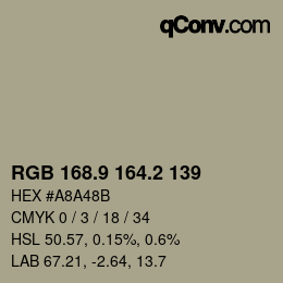 Color code: RGB 168.9 164.2 139 | qconv.com