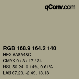 Color code: RGB 168.9 164.2 140 | qconv.com
