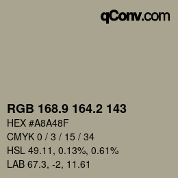 Color code: RGB 168.9 164.2 143 | qconv.com