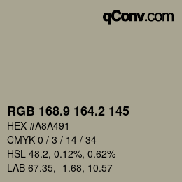 Color code: RGB 168.9 164.2 145 | qconv.com