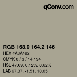 Color code: RGB 168.9 164.2 146 | qconv.com
