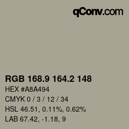 Color code: RGB 168.9 164.2 148 | qconv.com