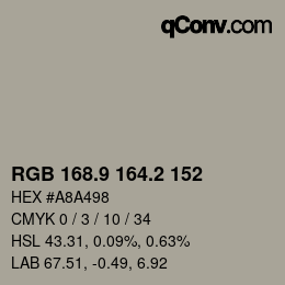Color code: RGB 168.9 164.2 152 | qconv.com