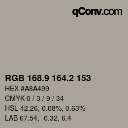 Color code: RGB 168.9 164.2 153 | qconv.com