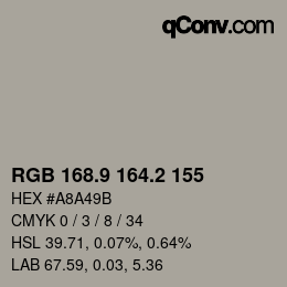 Color code: RGB 168.9 164.2 155 | qconv.com