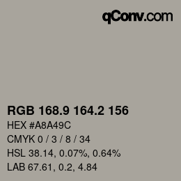 Color code: RGB 168.9 164.2 156 | qconv.com