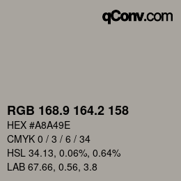 Color code: RGB 168.9 164.2 158 | qconv.com