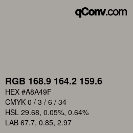 カラーコード: RGB 168.9 164.2 159.6 | qconv.com