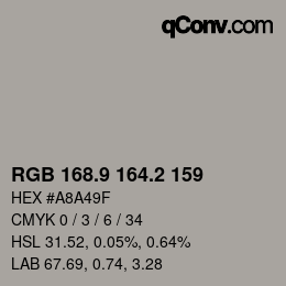 カラーコード: RGB 168.9 164.2 159 | qconv.com
