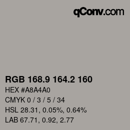 Color code: RGB 168.9 164.2 160 | qconv.com