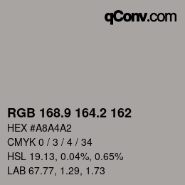 Color code: RGB 168.9 164.2 162 | qconv.com