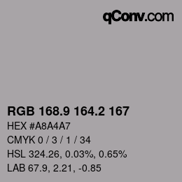 Color code: RGB 168.9 164.2 167 | qconv.com