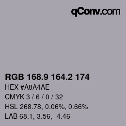 Color code: RGB 168.9 164.2 174 | qconv.com