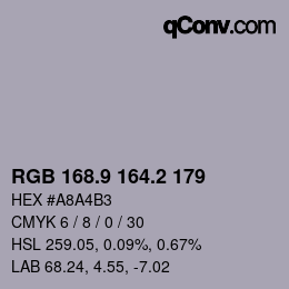 Color code: RGB 168.9 164.2 179 | qconv.com