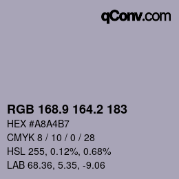 Color code: RGB 168.9 164.2 183 | qconv.com