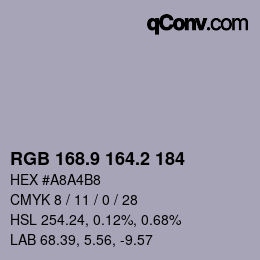 Color code: RGB 168.9 164.2 184 | qconv.com