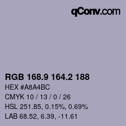Color code: RGB 168.9 164.2 188 | qconv.com