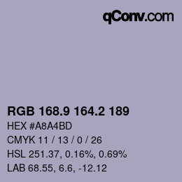 Color code: RGB 168.9 164.2 189 | qconv.com