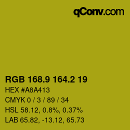 カラーコード: RGB 168.9 164.2 19 | qconv.com