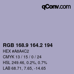 Color code: RGB 168.9 164.2 194 | qconv.com