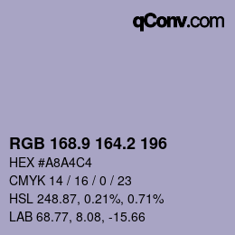 Color code: RGB 168.9 164.2 196 | qconv.com