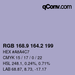カラーコード: RGB 168.9 164.2 199 | qconv.com