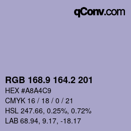 Color code: RGB 168.9 164.2 201 | qconv.com