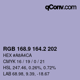Color code: RGB 168.9 164.2 202 | qconv.com