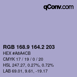 Farbcode: RGB 168.9 164.2 203 | qconv.com