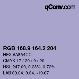 Color code: RGB 168.9 164.2 204 | qconv.com
