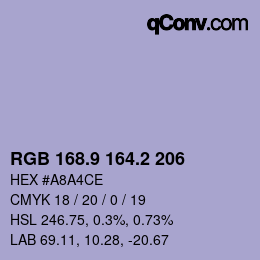 カラーコード: RGB 168.9 164.2 206 | qconv.com
