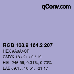 カラーコード: RGB 168.9 164.2 207 | qconv.com