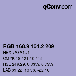 カラーコード: RGB 168.9 164.2 209 | qconv.com