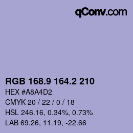 Color code: RGB 168.9 164.2 210 | qconv.com