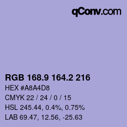カラーコード: RGB 168.9 164.2 216 | qconv.com