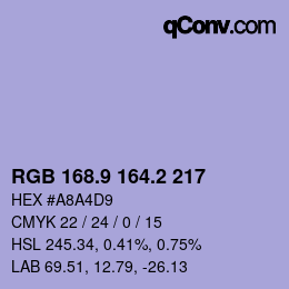 Color code: RGB 168.9 164.2 217 | qconv.com