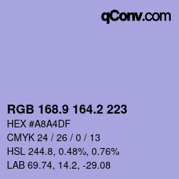 Color code: RGB 168.9 164.2 223 | qconv.com