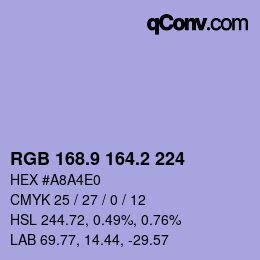 カラーコード: RGB 168.9 164.2 224 | qconv.com