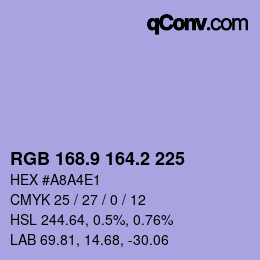 カラーコード: RGB 168.9 164.2 225 | qconv.com