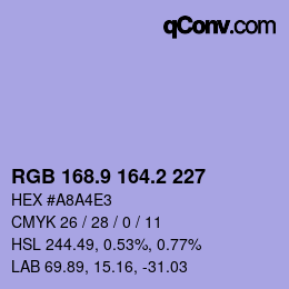 カラーコード: RGB 168.9 164.2 227 | qconv.com