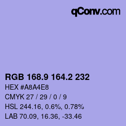 Color code: RGB 168.9 164.2 232 | qconv.com