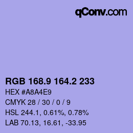 Color code: RGB 168.9 164.2 233 | qconv.com